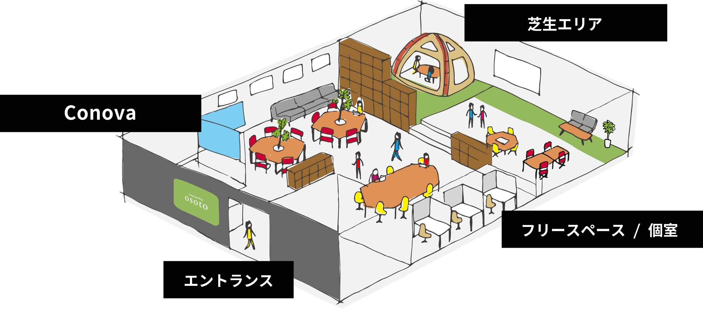 Camping Office osoto Nagoya 施設案内